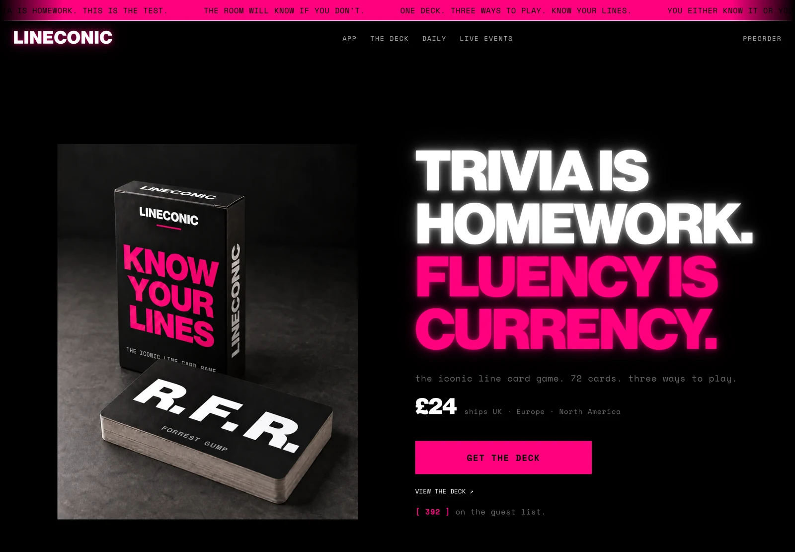 LINECONIC website home, captured from the approved October snapshot.