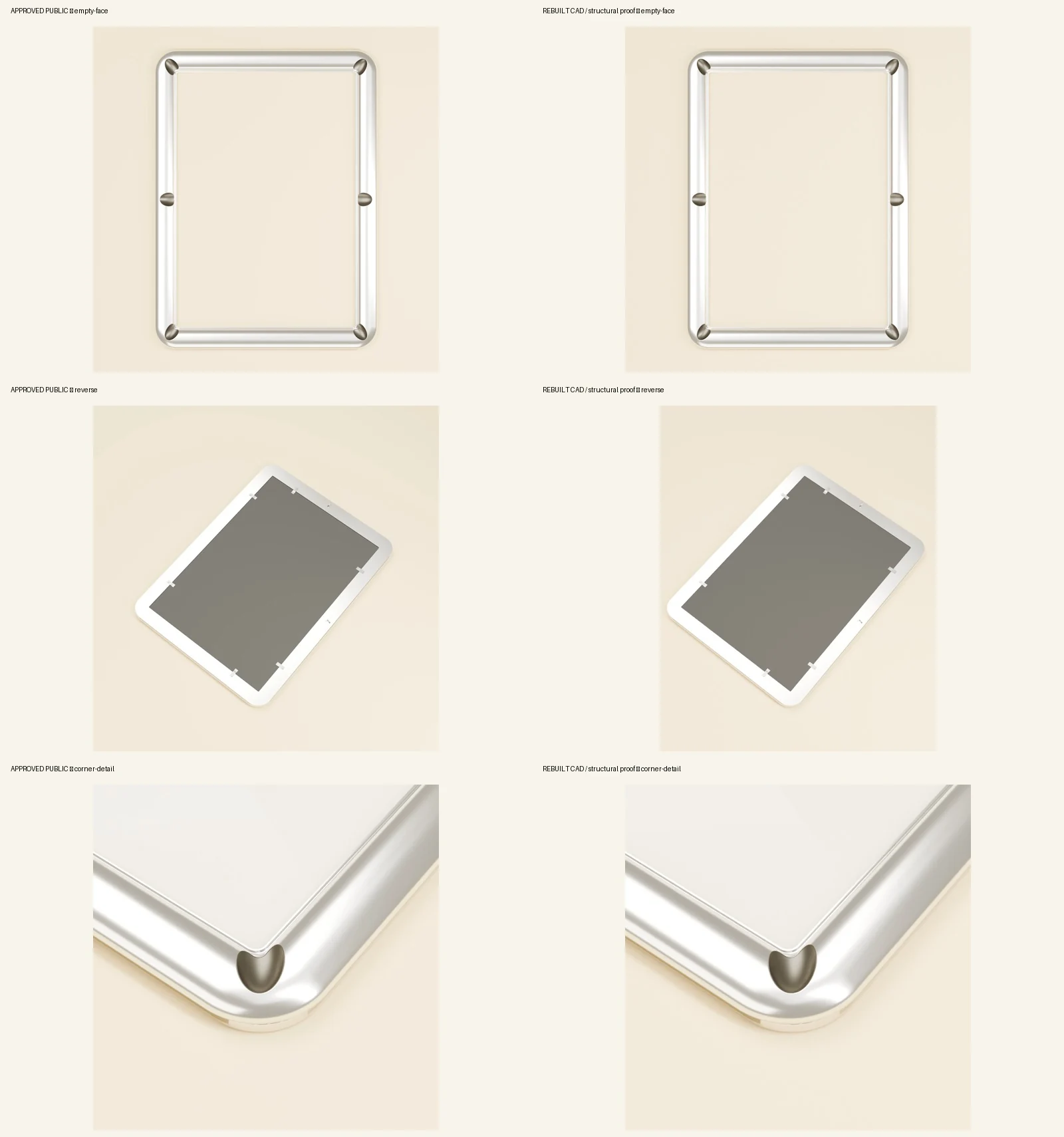 The Six approved image compared with CAD study geometry